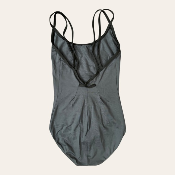 Gaynor Minden charcoal gray strappy ballet leotard XS/S - Picture 2 of 5